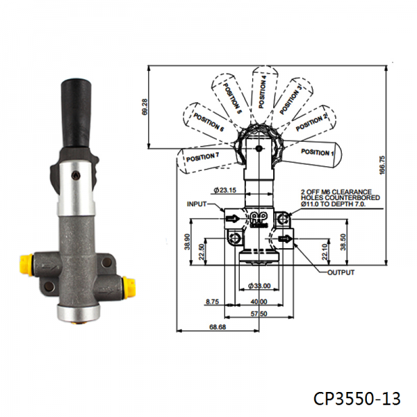 EPMAN Single Bore CP3550-13 Lever type brake proportioning valve with 7 settings With Ap Logo CP3550-13