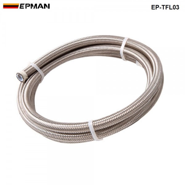 EPMAN 50M Braided Stainless Steel 3AN AN3 AN-3 Teflon Brake Swivel Hose PTEF Hydraulic Brake Fuel Line Hose EP-TFL03