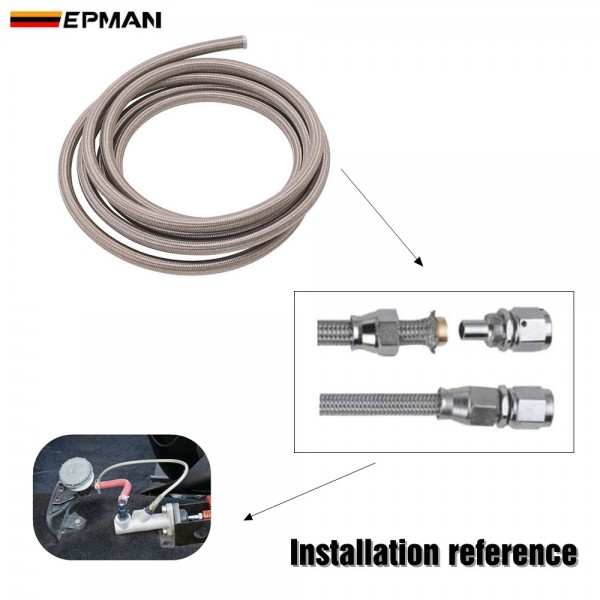 EPMAN 50M Braided Stainless Steel 3AN AN3 AN-3 Teflon Brake Swivel Hose PTEF Hydraulic Brake Fuel Line Hose EP-TFL03