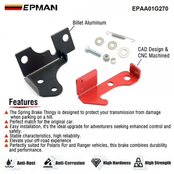 EPMAN Parking Brake - Spring Parking Brake Accessory Kit Compatible with Polaris RZR All Models For Polaris Ranger 800 900 1000 Turbo S EPAA01G270 EPMAN Parking Brake - Spring Parking Brake Accessory Kit Compatible with Polaris RZR All Models For Polaris Ranger 800 900 1000 Turbo S EPAA01G270