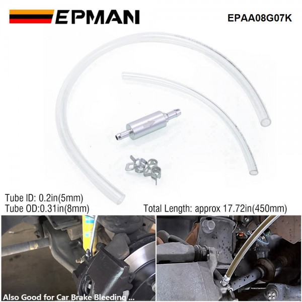 EPMAN Brake Bleeder Hose- One Way Check Valve Tube Bleeding Tool Kit for Motorcycle Clutch EPAA08G07K