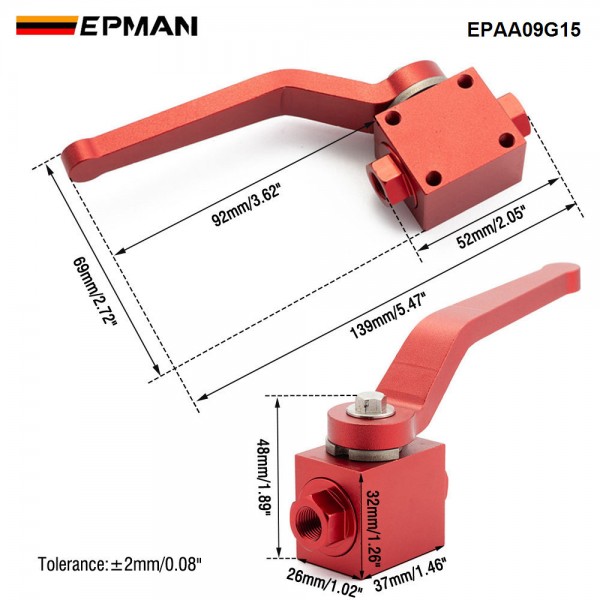 EPMAN Brake Line Lock Shut Off Valve 1/8" NPT Billet Aluminum Fuel Flow Control Cut Off Valve Fitting EPAA09G15