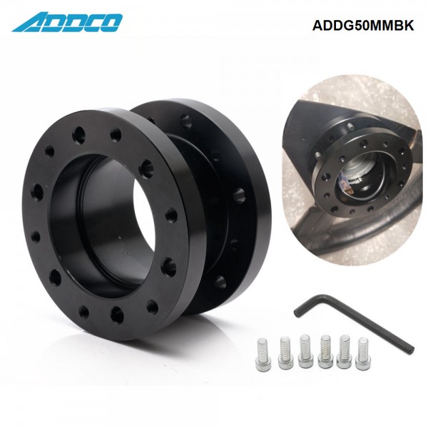 ADDCO Aluminum Alloy 50mm Height Car Steering Wheel Hub Extension Adapter Spacer ADDG50MMBK