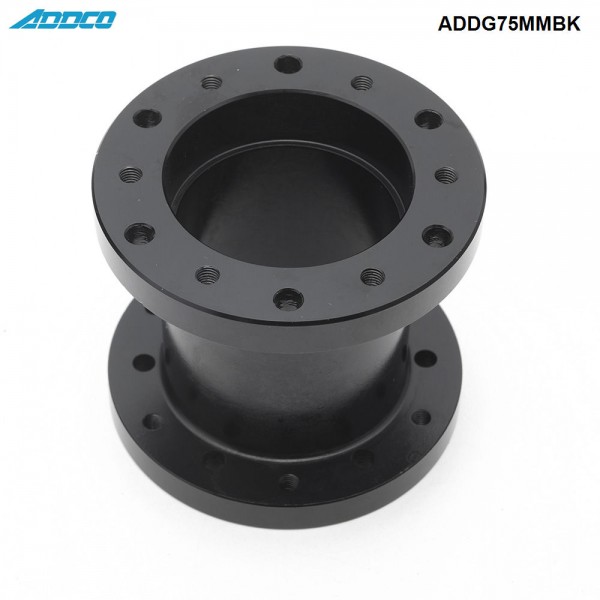 ADDCO Car 75mm Height Aluminium Alloy Steering Wheel Hub Adapter Spacer Boss Kit ADDG75MMBK