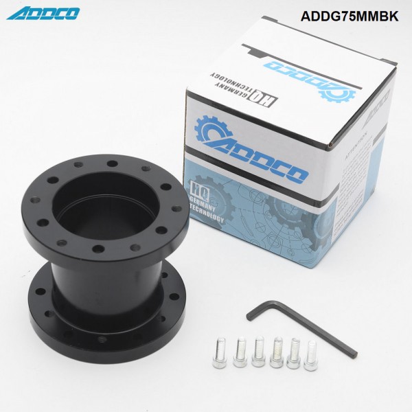 ADDCO Car 75mm Height Aluminium Alloy Steering Wheel Hub Adapter Spacer Boss Kit ADDG75MMBK