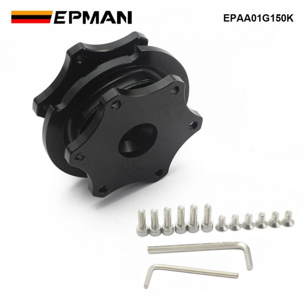 EPMAN Universal Car Aluminum D Shape Steering Wheel Quick Release Hub Adapter EPAA01G150K