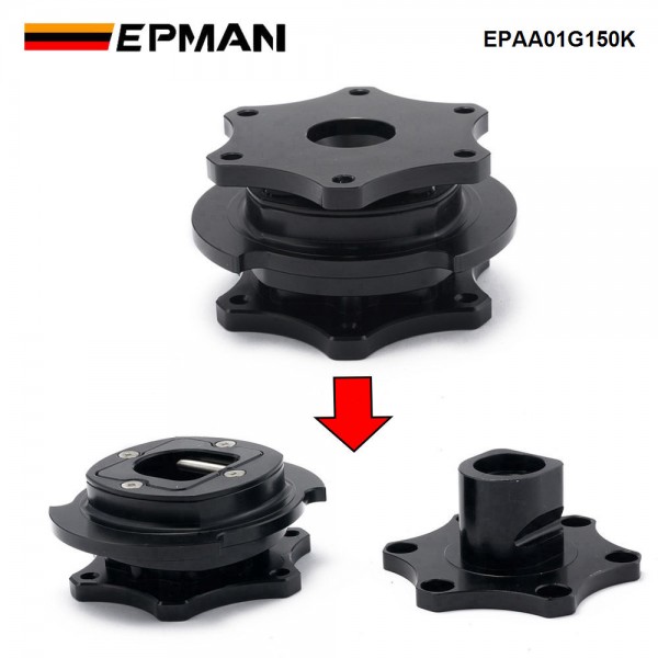 EPMAN Universal Car Aluminum D Shape Steering Wheel Quick Release Hub Adapter EPAA01G150K