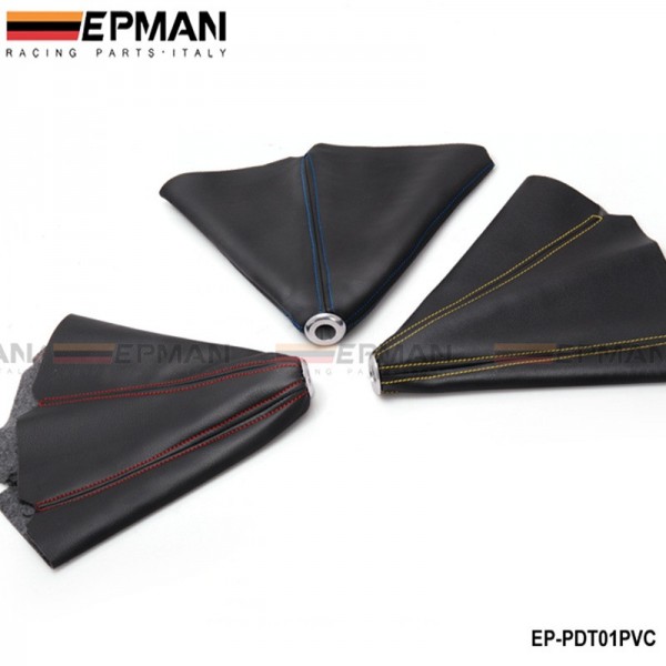 EPMAN JDM Universal Black PVC Grain Shifter Knob Boot Cover Red Yellow blue Stitching EP-PDT01PVC EPMAN JDM Universal Black PVC Grain Shifter Knob Boot Cover Red Yellow blue Stitching EP-PDT01PVC
