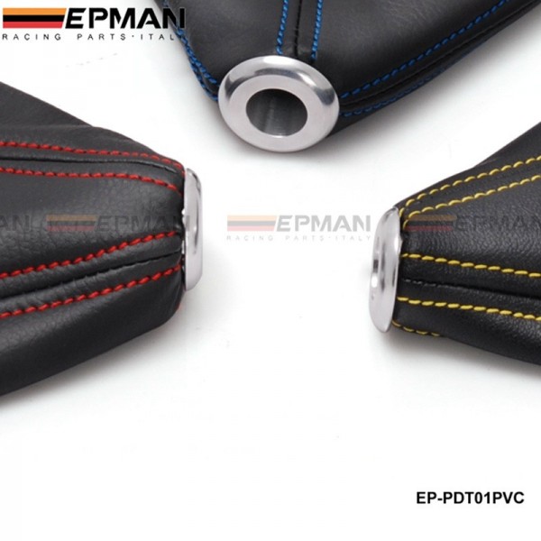 EPMAN JDM Universal Black PVC Grain Shifter Knob Boot Cover Red Yellow blue Stitching EP-PDT01PVC EPMAN JDM Universal Black PVC Grain Shifter Knob Boot Cover Red Yellow blue Stitching EP-PDT01PVC