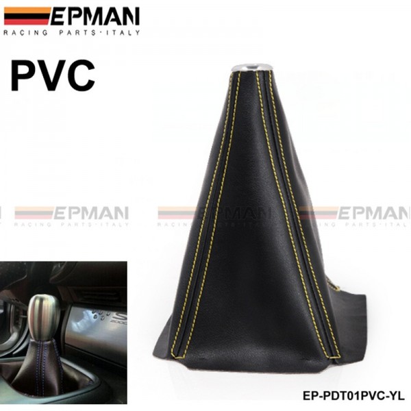 EPMAN JDM Universal Black PVC Grain Shifter Knob Boot Cover Red Yellow blue Stitching EP-PDT01PVC EPMAN JDM Universal Black PVC Grain Shifter Knob Boot Cover Red Yellow blue Stitching EP-PDT01PVC
