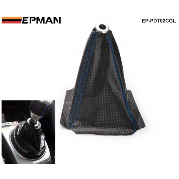 EPMAN Carbon Fiber Look Black Shift Boot For Shift Gear Cover Shifter Stitch Red Blue Yellow EP-PDT02CGL EPMAN Carbon Fiber Look Black Shift Boot For Shift Gear Cover Shifter Stitch Red Blue Yellow EP-PDT02CGL