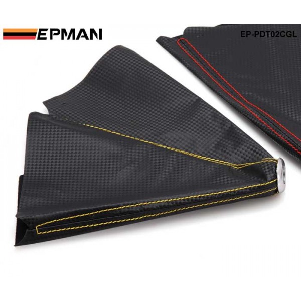 EPMAN Carbon Fiber Look Black Shift Boot For Shift Gear Cover Shifter Stitch Red Blue Yellow EP-PDT02CGL