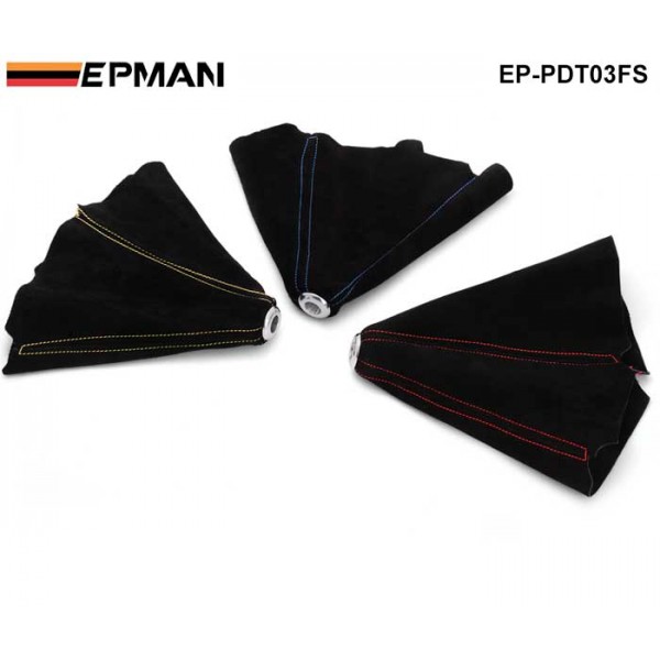 EPMAN Universal JDM Black Suede JDM Manual/Auto Shifter Shift Boot Cover Manual/Auto Stitch Blue Yellow Red EP-PDT03FS