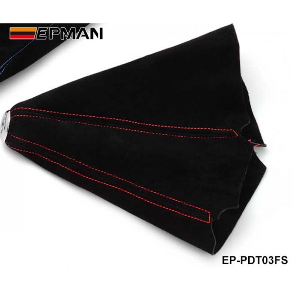 EPMAN Universal JDM Black Suede JDM Manual/Auto Shifter Shift Boot Cover Manual/Auto Stitch Blue Yellow Red EP-PDT03FS