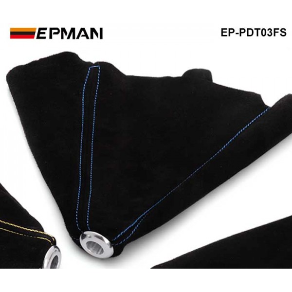 EPMAN Universal JDM Black Suede JDM Manual/Auto Shifter Shift Boot Cover Manual/Auto Stitch Blue Yellow Red EP-PDT03FS