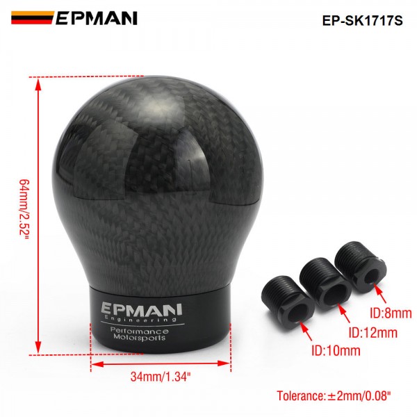 EPMAN Real Carbon Fiber Aluminum Gear Snob Manual Transmission Aluminum Gear Shift Knob For Honda VW BMW EP-SK1717S