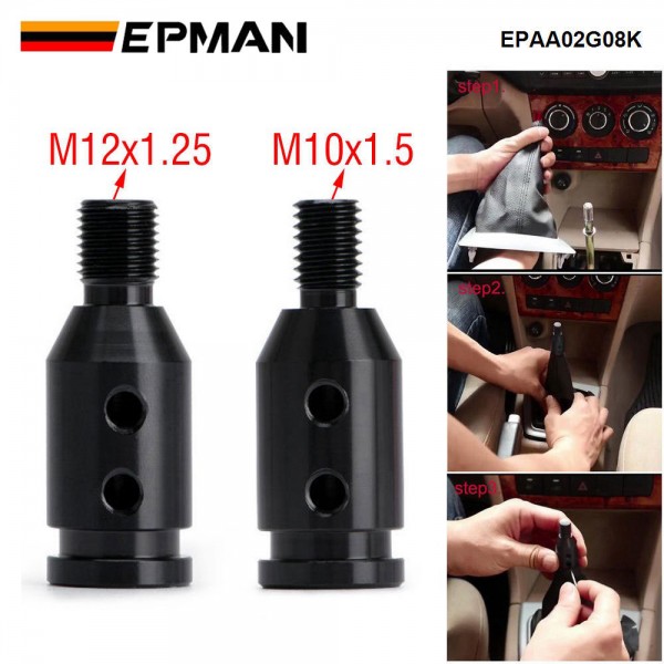 EPMAN Universal Car Manual Gear Shift Knob Adapter For M12x1.25 M10x1.5 Non Threaded Shifters Aluminum For BMW Mini EPAA02G08K