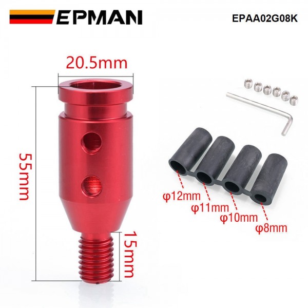 EPMAN Universal Car Manual Gear Shift Knob Adapter For M12x1.25 M10x1.5 Non Threaded Shifters Aluminum For BMW Mini EPAA02G08K