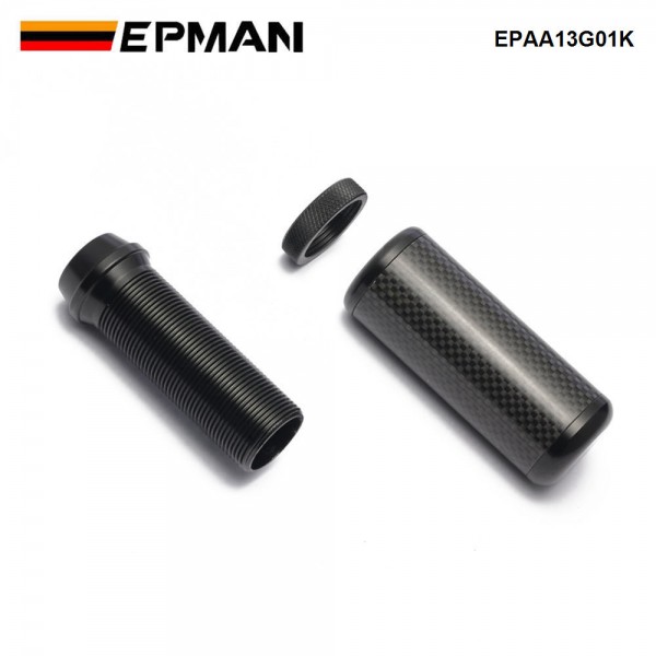 EPMAN Real Carbon Stealth Adjustable Height Gear Knob M12 x 1.25 With M10 x 1.5 M10 x 1.25 M8 x 1.25 Thread Racing Shift Knob EPAA13G01K