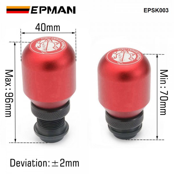 EPMAN Universal Aluminum Height Adjustable Manual Car Gear Stick Shift Knob Adjustable Lever Shifter EPSK003