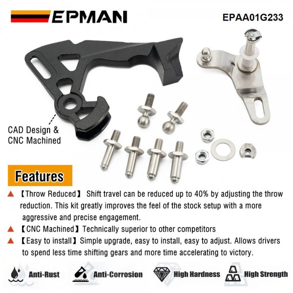 EPMAN Adjustable Quick Change Shifter Short Shifter Arm For Audi TT MK4 MK5 MK6 MK7 A3 1.8T VW EOS Passat 6 Speed EPAA01G233 EPMAN Adjustable Quick Change Shifter Short Shifter Arm For Audi TT MK4 MK5 MK6 MK7 A3 1.8T VW EOS Passat 6 Speed EPAA01G233