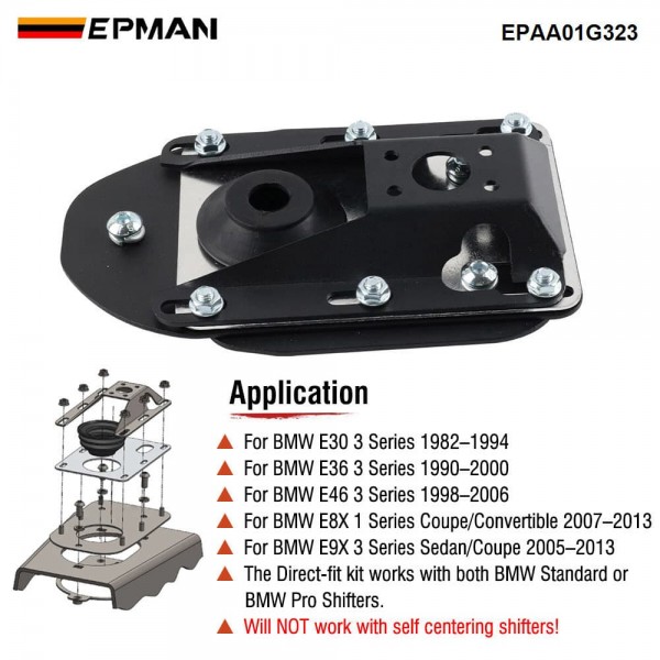 EPMAN Direct Fit Short Shifter Kit CNC Aluminum for BMW 3 Series E30 E36 E46 E9X & 1 Series E8X – No Drilling EPAA01G323
