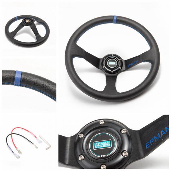 EPMAN -14inch 350mm Deep Corn Drifting PVC Steering Wheel  Universal Car Auto Racing Steering wheels EP-FXP7709