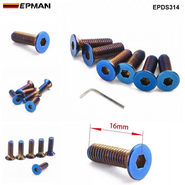 EPMAN 6 PCS Burnt (Neochrome) M5 Steering Wheel Bolt Screw Kit Fit Steering Wheel Works Bell Boss Kit