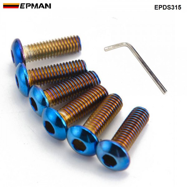 EPMAN 6 PCS Burnt (Neochrome) M5 Steering Wheel Bolt Screw Kit Fit Steering Wheel Works Bell Boss Kit