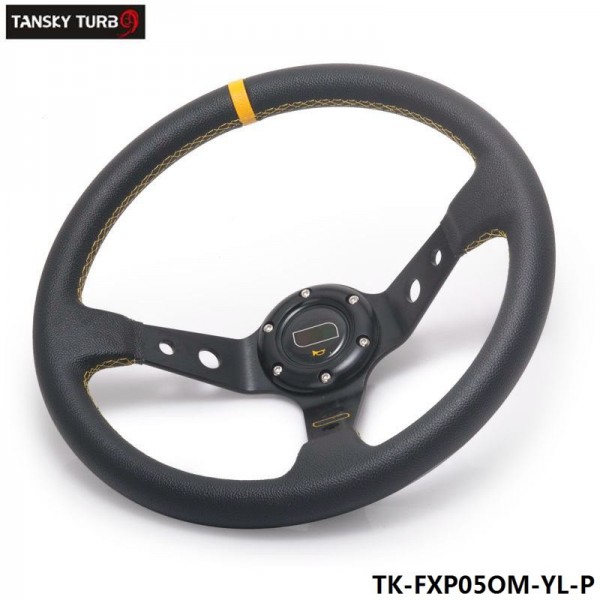 350mm/3inch Deep Dish PVC Sport Racing Steering Wheel + Horn Button 350MM Modified Auto Racing steering wheel TK-FXP05OM-P