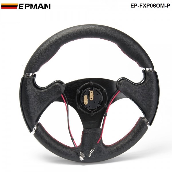 Universal 320mm PVC Car Racing Steering Wheel Carbon Firbre + Horn Button TK-FXP06OM-P