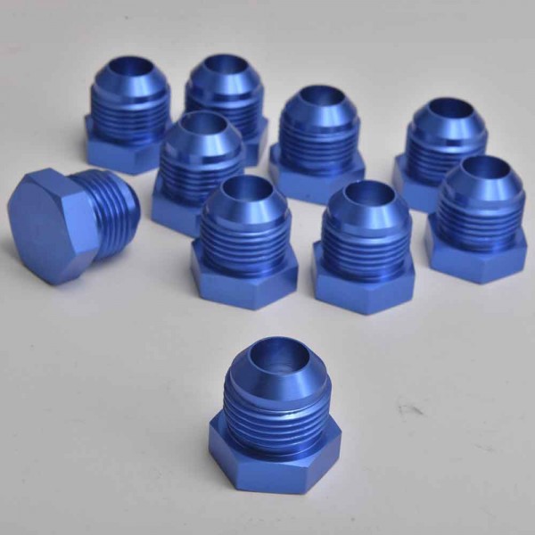 TANSKY 10PCS/LOT 4AN 6AN 8AN 10AN 12AN Male Flare Blanking Plug Fitting Adapter Hex Aluminum Blue