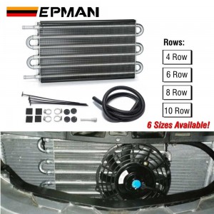 TANSKY 4 Row 6 Row 8 Row 10 Row Black Aluminum Remote Transmission Oil Cooler Auto-Manual Radiator Converter Kit EP-HYOC400