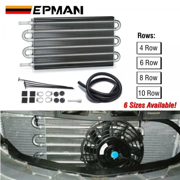 TANSKY 4 Row 6 Row 8 Row 10 Row Black Aluminum Remote Transmission Oil Cooler Auto-Manual Radiator Converter Kit EP-HYOC400 TANSKY 4 Row 6 Row 8 Row 10 Row Black Aluminum Remote Transmission Oil Cooler Auto-Manual Radiator Converter Kit EP-HYOC400