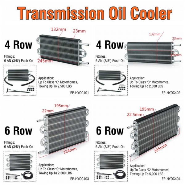 TANSKY 4 Row 6 Row 8 Row 10 Row Black Aluminum Remote Transmission Oil Cooler Auto-Manual Radiator Converter Kit EP-HYOC400 TANSKY 4 Row 6 Row 8 Row 10 Row Black Aluminum Remote Transmission Oil Cooler Auto-Manual Radiator Converter Kit EP-HYOC400