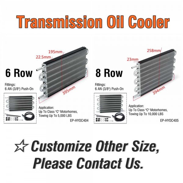 TANSKY 4 Row 6 Row 8 Row 10 Row Black Aluminum Remote Transmission Oil Cooler Auto-Manual Radiator Converter Kit EP-HYOC400 TANSKY 4 Row 6 Row 8 Row 10 Row Black Aluminum Remote Transmission Oil Cooler Auto-Manual Radiator Converter Kit EP-HYOC400