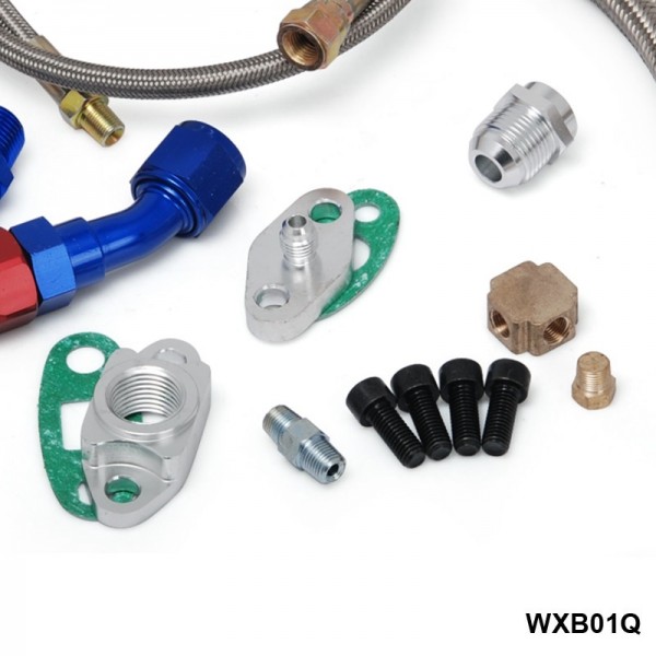 TANSKY - T3 T4 T3/T4 T70 T66 TO4E Turbo Oil Feed Line Oil Return Line Oil Drain Line Kit blue and red TK-WXB01Q