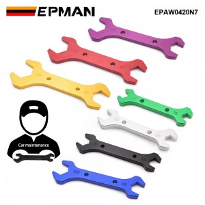 EPMAN 7 Pieces Billet Aluminum Double Ended AN Fitting Socket Wrench Spanner Tool Set Kit Aluminum Wrench Set AN3-AN20 EPAW0420N7