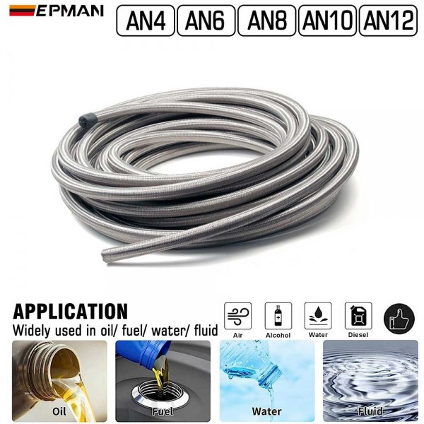 TANSKY AN4 AN6 AN8 AN10 AN12 Stainless Steel Braided Racing Hose Fuel Oil Line TANSKY AN4 AN6 AN8 AN10 AN12 Stainless Steel Braided Racing Hose Fuel Oil Line