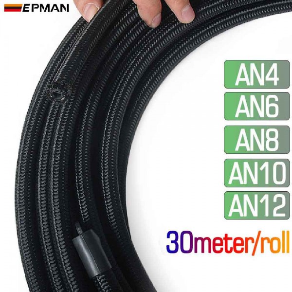 Tansky 30Meter/Roll AN4 AN6 AN8 AN10 AN12 Fuel Line Cotton Over Braided Fuel/Oil Hose Pipe Tubing