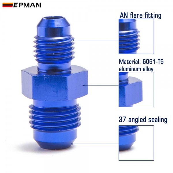 TANSKY 10PCS/LOT 4AN 6NA 8AN 10AN Male to AN4 AN6 AN8 AN10 Male Flare Coupler Union Straight Fuel Hose Adapter Fitting Blue