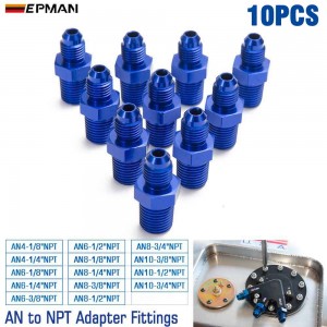 TANSKY 10PCS AN4 AN6 AN8 AN10 Male to Male Union AN to NPT Adapter Fittings Straight Male Oil Cooler Fuel Oil Hose Fitting 1/8"NPT, 1/4"NPT, 1/2"NPT, 3/4"NPT 