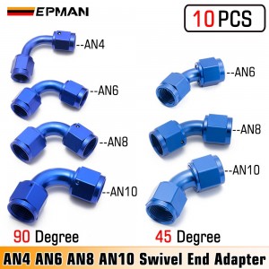 EPMAN 10PCS AN4 AN6 AN8 AN10 90 Degree Swivel Female To Female Flare Union Adapter Fitting Oil Fuel