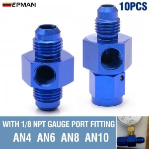 EPMAN 10PCS Blue Aluminum Male 1/8" NPT Side Port Oil Fuel Pressure AN4 AN6 AN8 AN10 Fitting Adapter