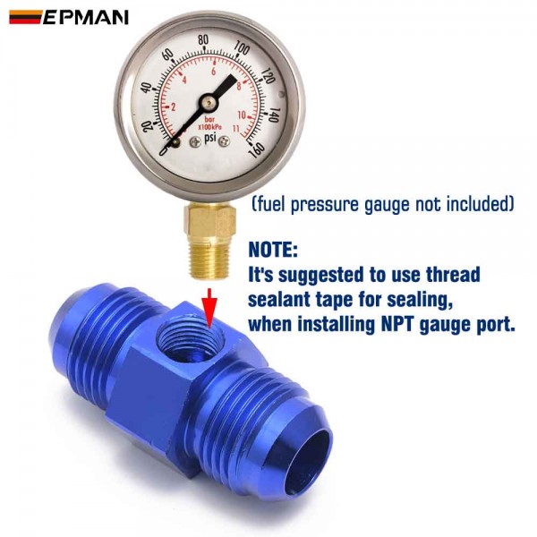 EPMAN 10PCS Blue Aluminum Male 1/8" NPT Side Port Oil Fuel Pressure AN4 AN6 AN8 AN10 Fitting Adapter