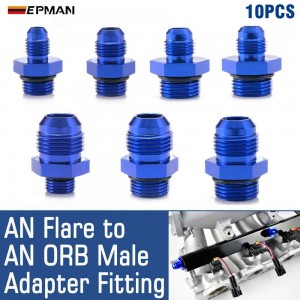 EPMAN 10PCS Straight AN4 AN6 AN8 AN10 AN12 Male Flare To O Ring Boss ORB Male Fuel Pump Rail Adapter Aluminum AN Flare Twin Hose Fitting