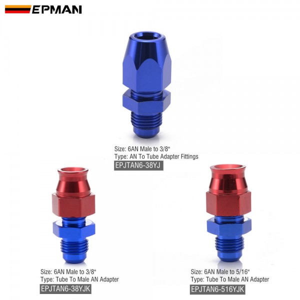 EPMAN 10PCS 6AN Male To 3/8 Tube Hardline Fuel Line Fitting Adapter Tubing  Compression EPJTAN6