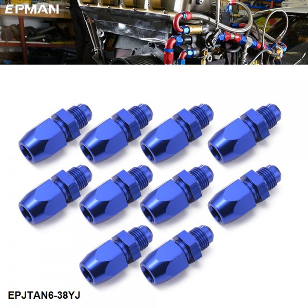 EPMAN 10PCS 6AN Male To 3/8" Tube Hardline Fuel Line Fitting Adapter Tubing Compression EPJTAN6-38YJ