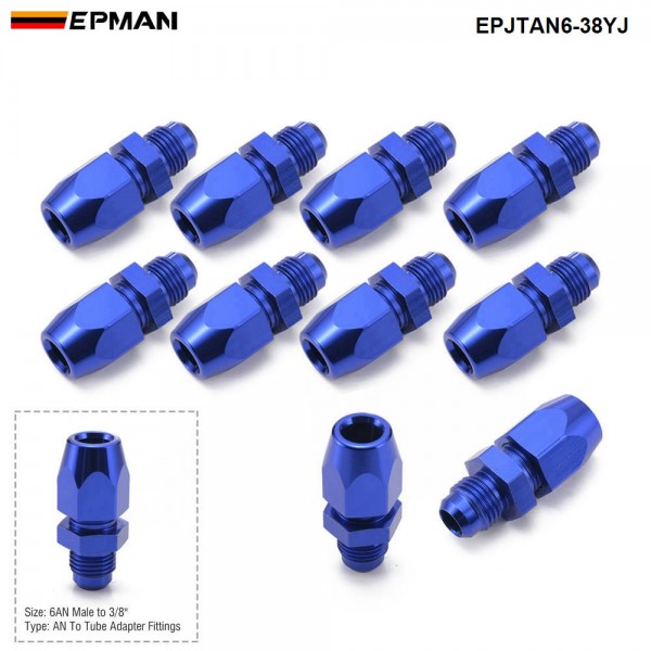 EPMAN 10PCS 6AN Male To 3/8" Tube Hardline Fuel Line Fitting Adapter Tubing Compression EPJTAN6-38YJ EPMAN 10PCS 6AN Male To 3/8" Tube Hardline Fuel Line Fitting Adapter Tubing Compression EPJTAN6-38YJ