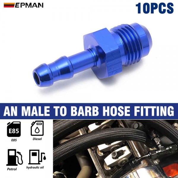 EPMAN 10PCS Aluminum Flare Push On Barb Adapter AN6/AN8 Male To 1/2" 5/16" 3/8" 6/25" Outer Diameter Hose Barb Fittings EPMAN 10PCS Aluminum Flare Push On Barb Adapter AN6/AN8 Male To 1/2" 5/16" 3/8" 6/25" Outer Diameter Hose Barb Fittings